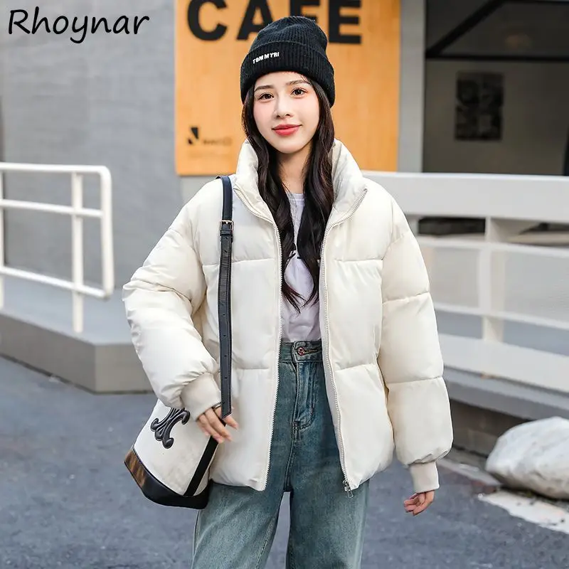 

Thicker Parkas Women Loose Winter Solid Ladies Long Sleeve Warm Baggy Casual Bread Coats Zippers All-match Pockets Windbreak