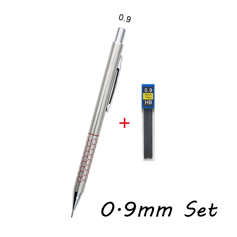 0,5 0,7 0,9 mm Metall-Druckbleistift mit Radiergummi-Set 2B/HB Mine Art Sketch Zeichenzubehör Automatisches Bleistift-Schreibpapier – Detail 7