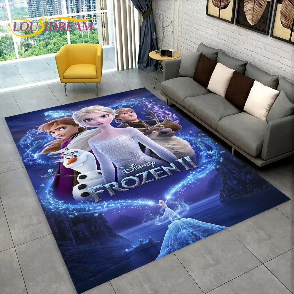 Disney Frozen Elsa Princess Snow Queen Cartoon Carpet Rug for Home Living Room Bedroom Sofa Doormat Decor,Kid Non-slip Floor Mat