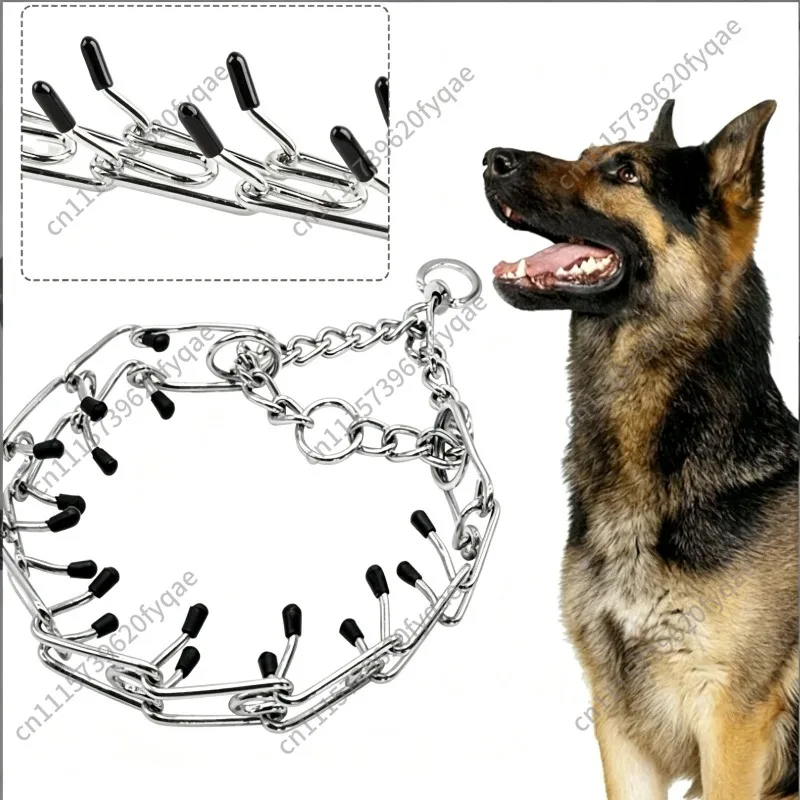 Black Stainless Steel Dog Training Stimulation Chain Adjustable Detachable Prong Collar Pet Dog Correction Collar for Walking