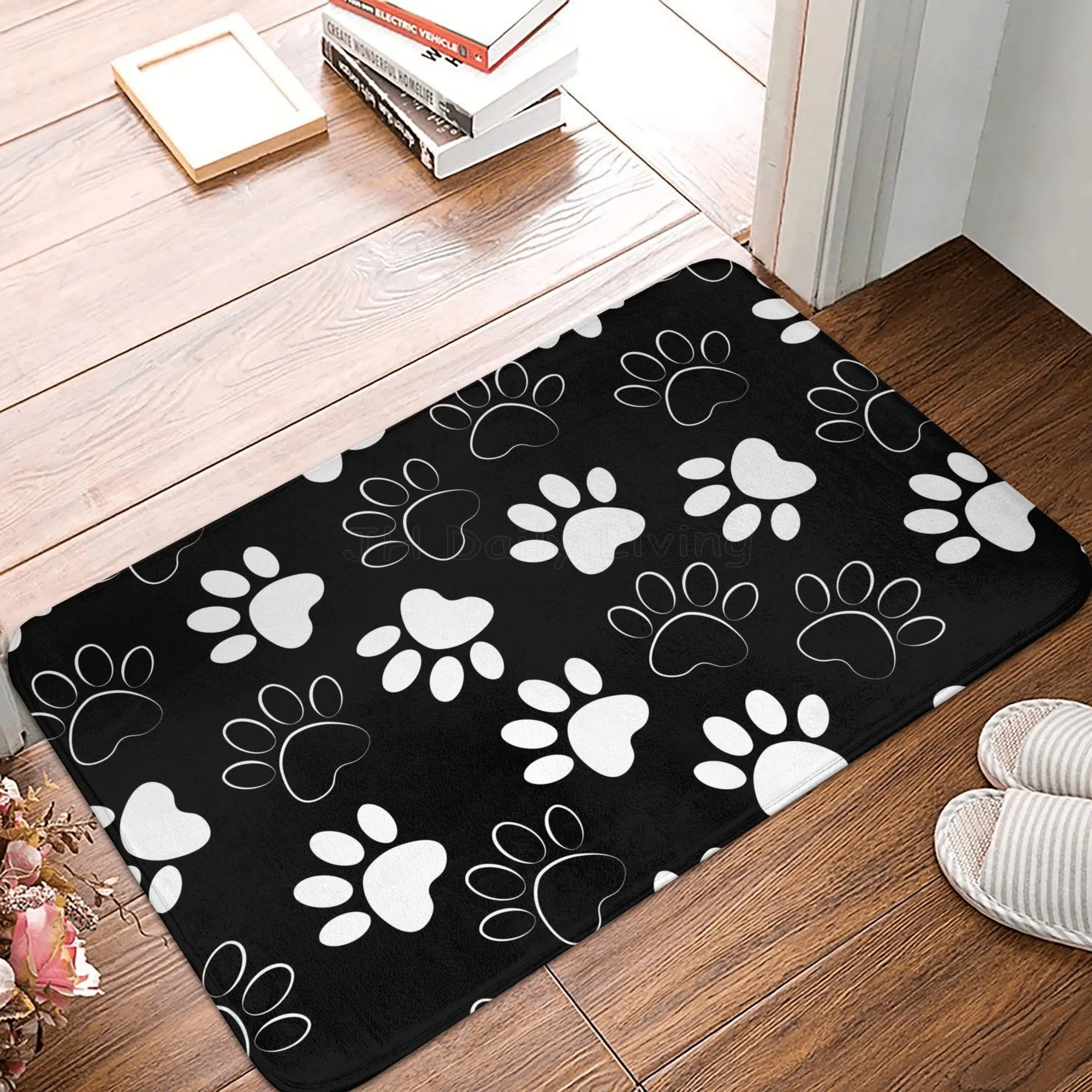 

Dog Paw Print Polyester Doormat Rug Carpet Footpad Non-slip Washable Entrance Floormat for Kitchen Bedroom Bathroom Balcony