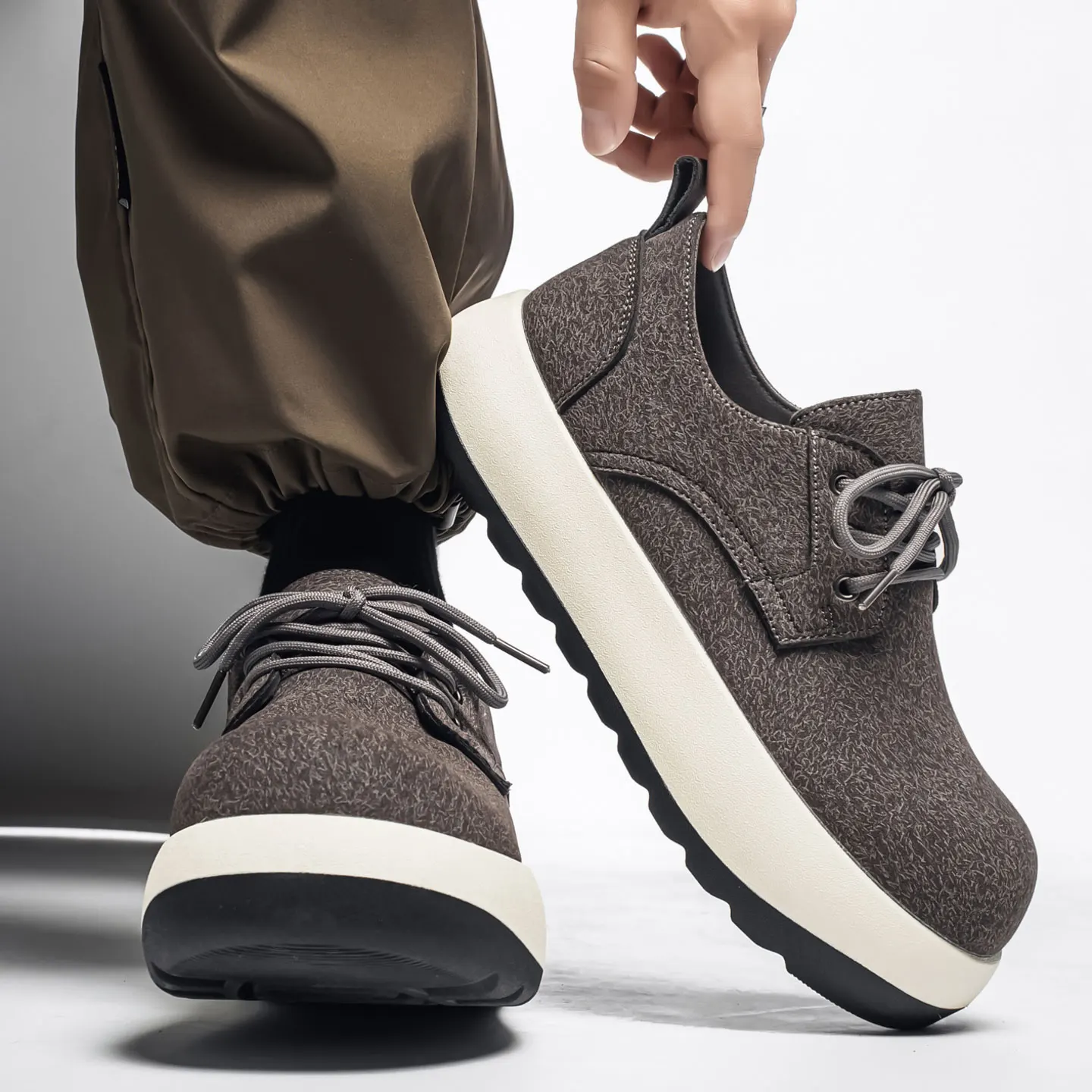 Men Wide Toe Derby Casual Sneakers New 2026, Thick Height Boost Sole All-match Fashion Daily Sports Footwear