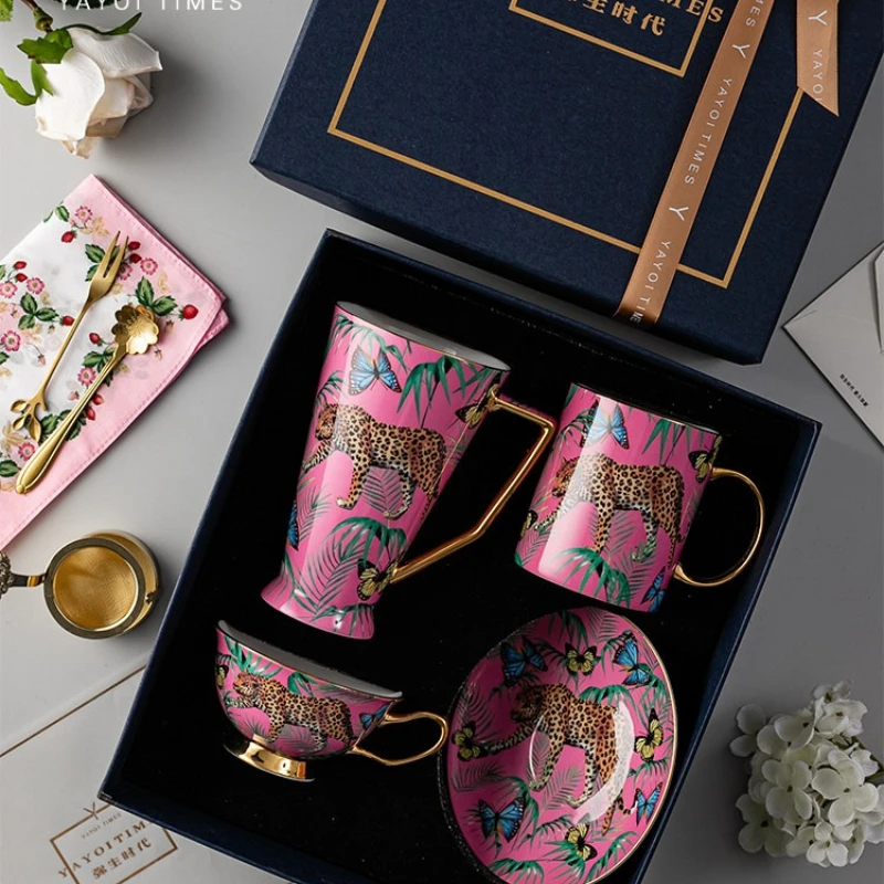 Nordic Ceramic Mug with Handle Multifunctional Coffee Cup Creative Home Office Tea Set Gift Box for Friend Christmas Birthday