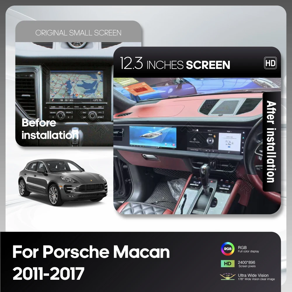 12.3Inch Dual screen Android 13 For Porsche Macan 2011-2017 Car Multimedia Video Player GPS Navigation Radio Carplay 4G Auto 360