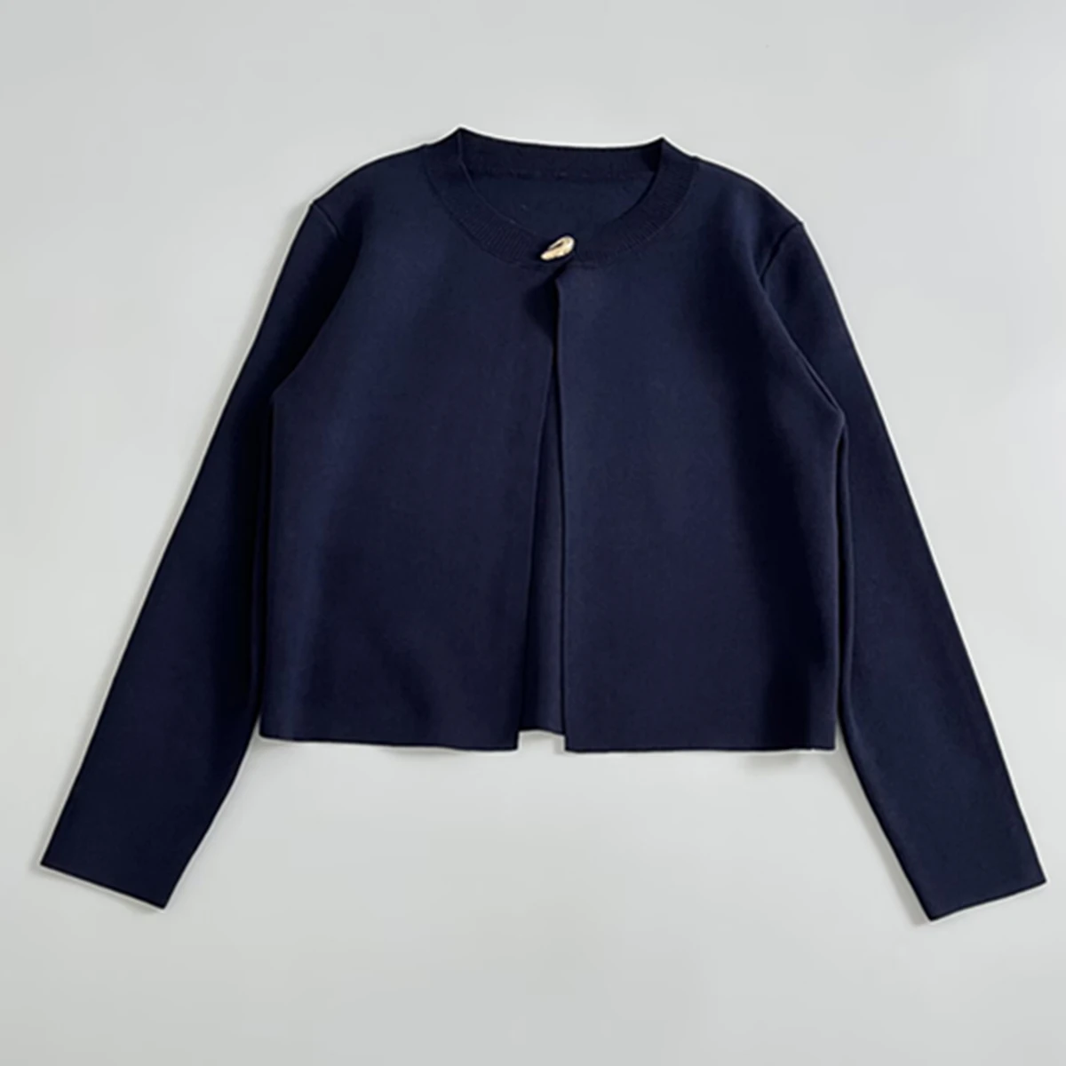 

Jenny&Dave Nordic Minimalist Navy Blue Knitted Jacket French Elegant Autumn Sweater Knitted Cardigan Women Top