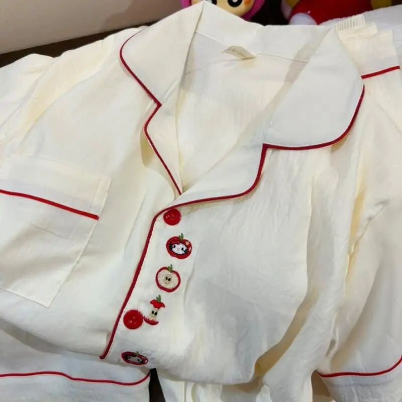 

Women's Korean Short Sleeved Shorts Suit Kawaii Women's Cardigan T Shirt Home Wear Girls Floral Summer New Soft Two Piece Set