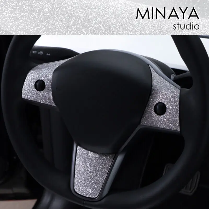 

Shiny Bright Interior Steering Wheel TPU Film Cover Trim For Tesla Model 3 Model Y