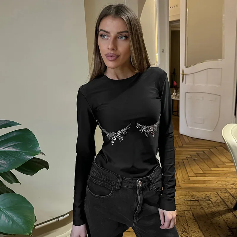 

Fmxires Long Sleeve Basic Autunm Fashion Y2K Skinny Streetwear Mini T Shirt Crop Tops Women Clubwear Summer Clothes Tees 2025