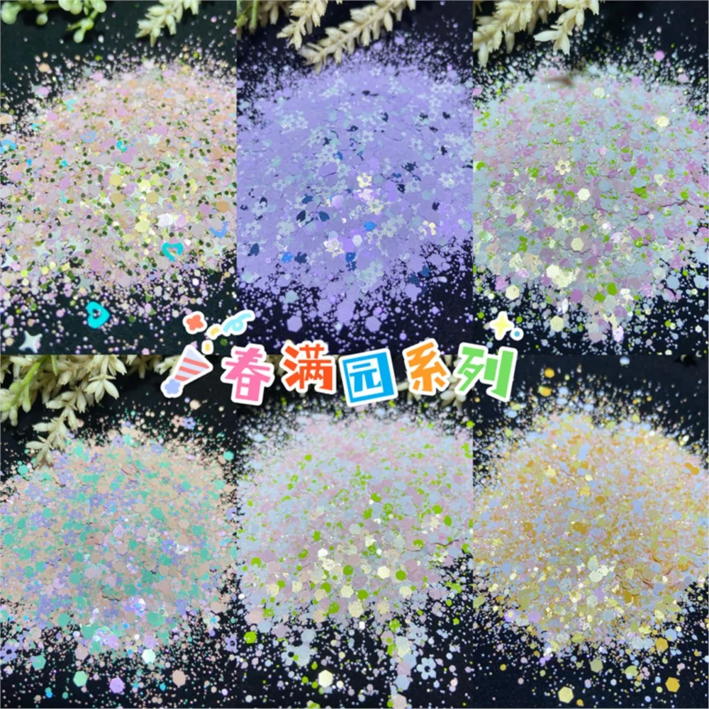 10g/Bag Nail Chunky Glitter Sequin Mixed Resistant Matte Cosmetic Flakes Flower/Star/Hexagon Glitter Craft Nail Art Decoration #