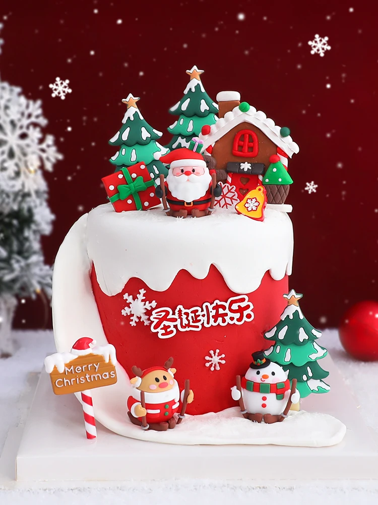 Santa and Tree Styled Cake Topper Decorates Cupcakes and Works As Hanging Decor for 2026 Christmas New Year Party Gifts