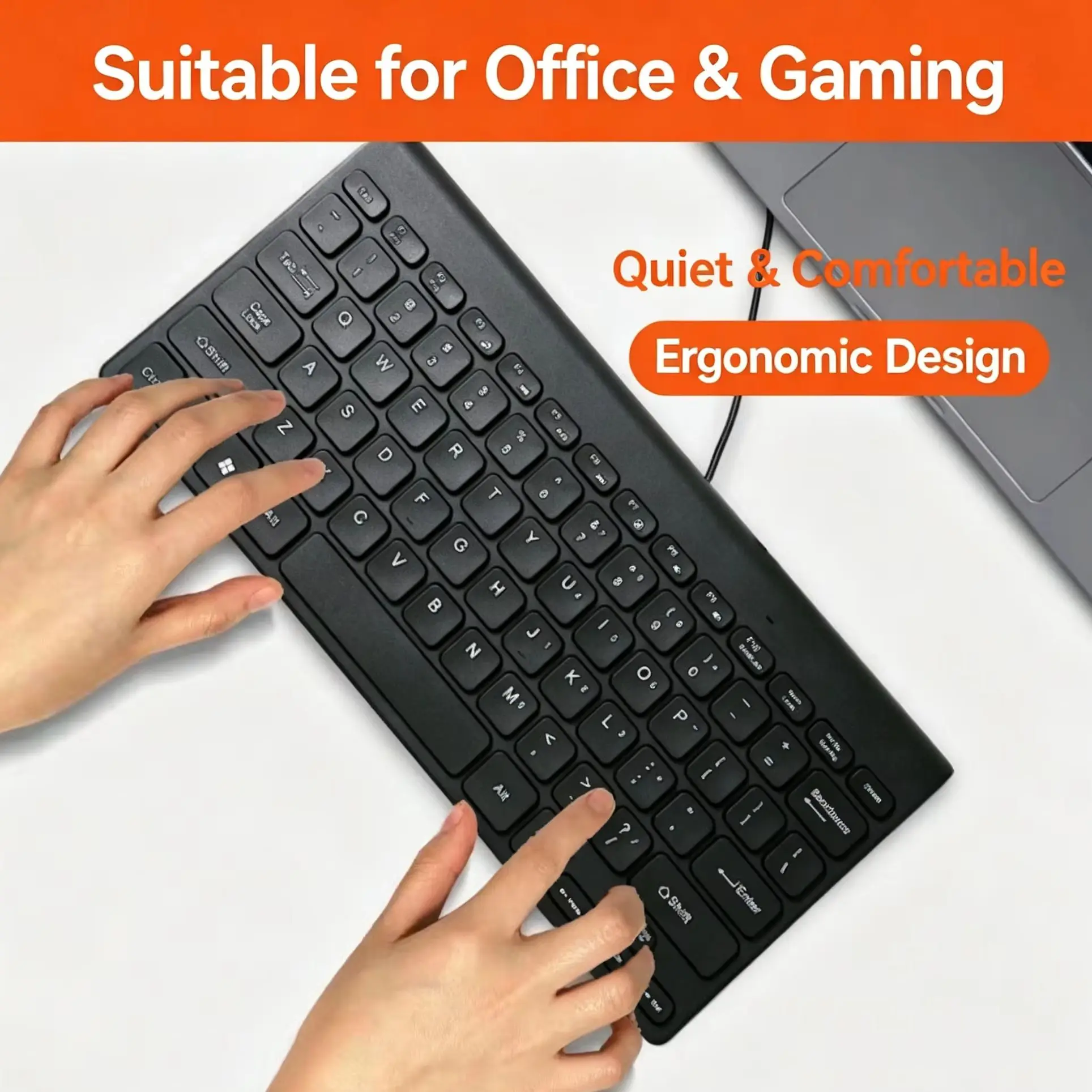 Slim USB Wired Portable Keyboard Office Stylish Lightweight Hot-Keys Mini Keyboard For iPad Samsung Xiaomi Huawei Tablets