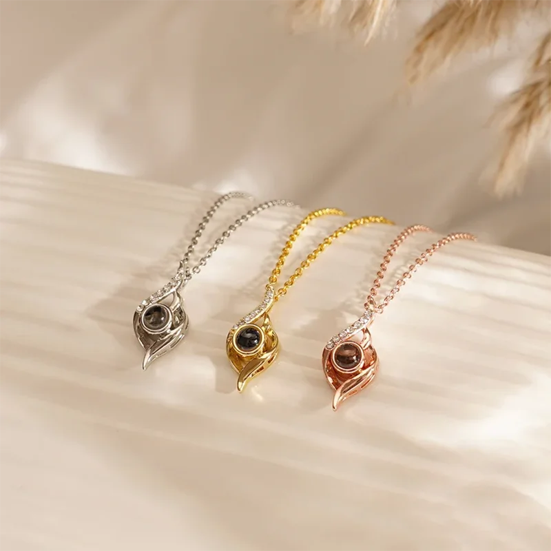 DHQH New Customized Photo Projection Fashion Necklace Personalized Talk Photo Commemorative Necklace Anniversary Gift for Her