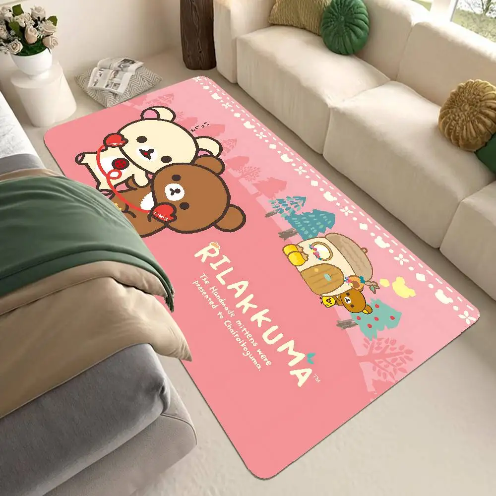 

Kawaii Rilakkuma Bear Bathroom Mat Anti-slip Absorb Water Long Strip Cushion Bedroon Mat Welcome Doormat
