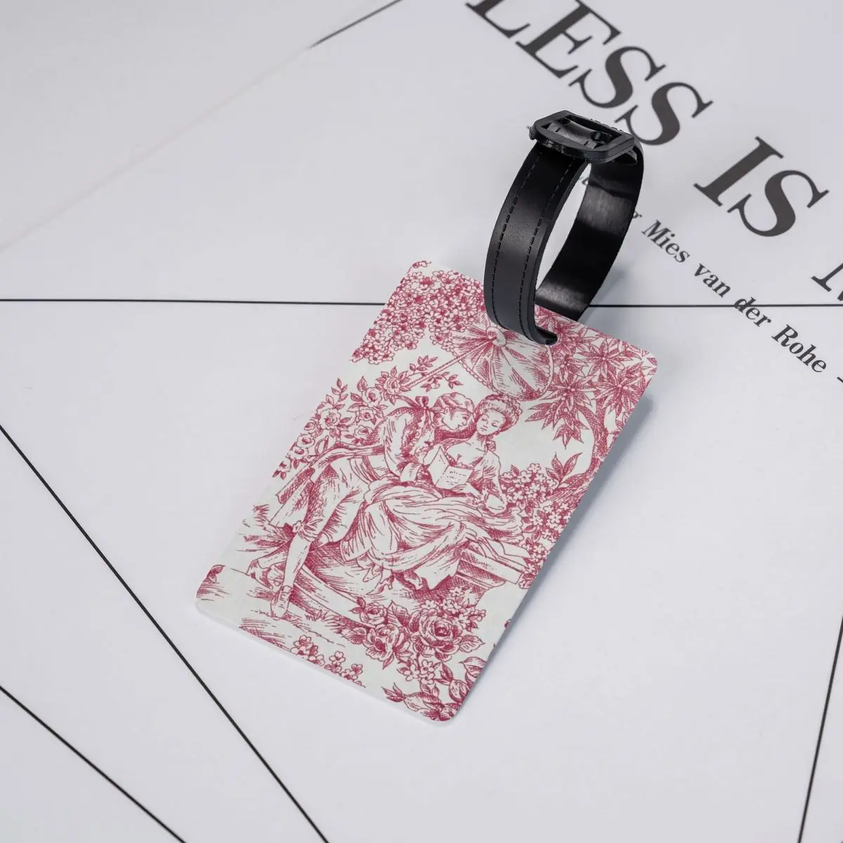 Custom Vintage French Toile De Jouy Motif Pattern Luggage Tag Travel Bag Suitcase Privacy Cover ID Label