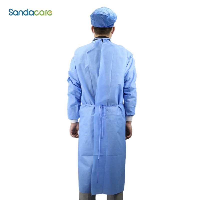 Disposable reverse wearing protective clothing thickend SMS non-woven fabric independent packaging sterile isolation gown