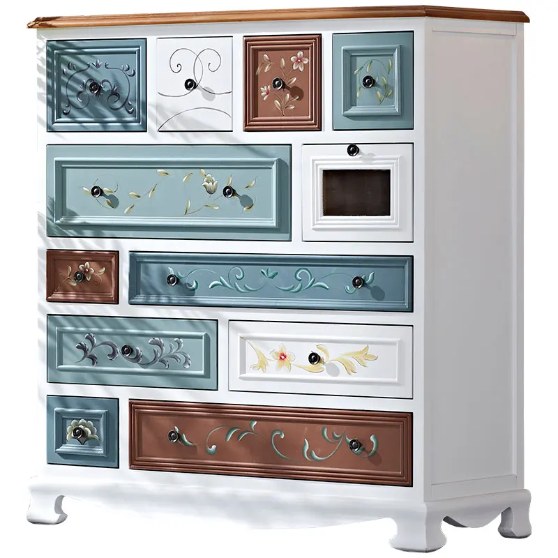 

white twelve-chest room locker, sub-storage , European-style simple entrance c bedroom