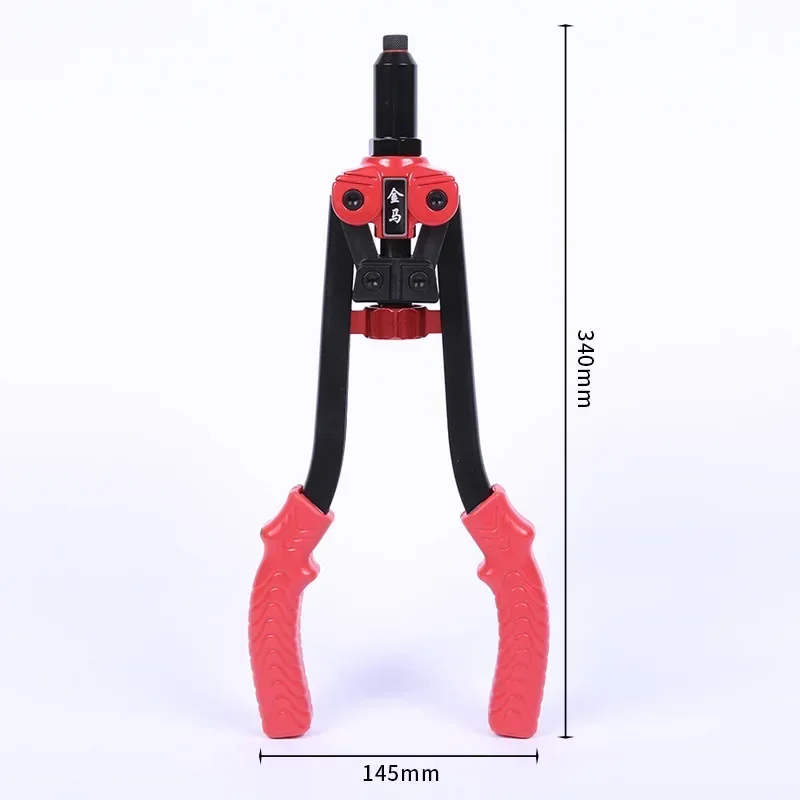 Pistola per rivetti di grado professionale da 4.8mm pistola per dadi per rivetti manuale a doppia maniglia perno per dadi per rivetti manuale tre in uno da 14 pollici