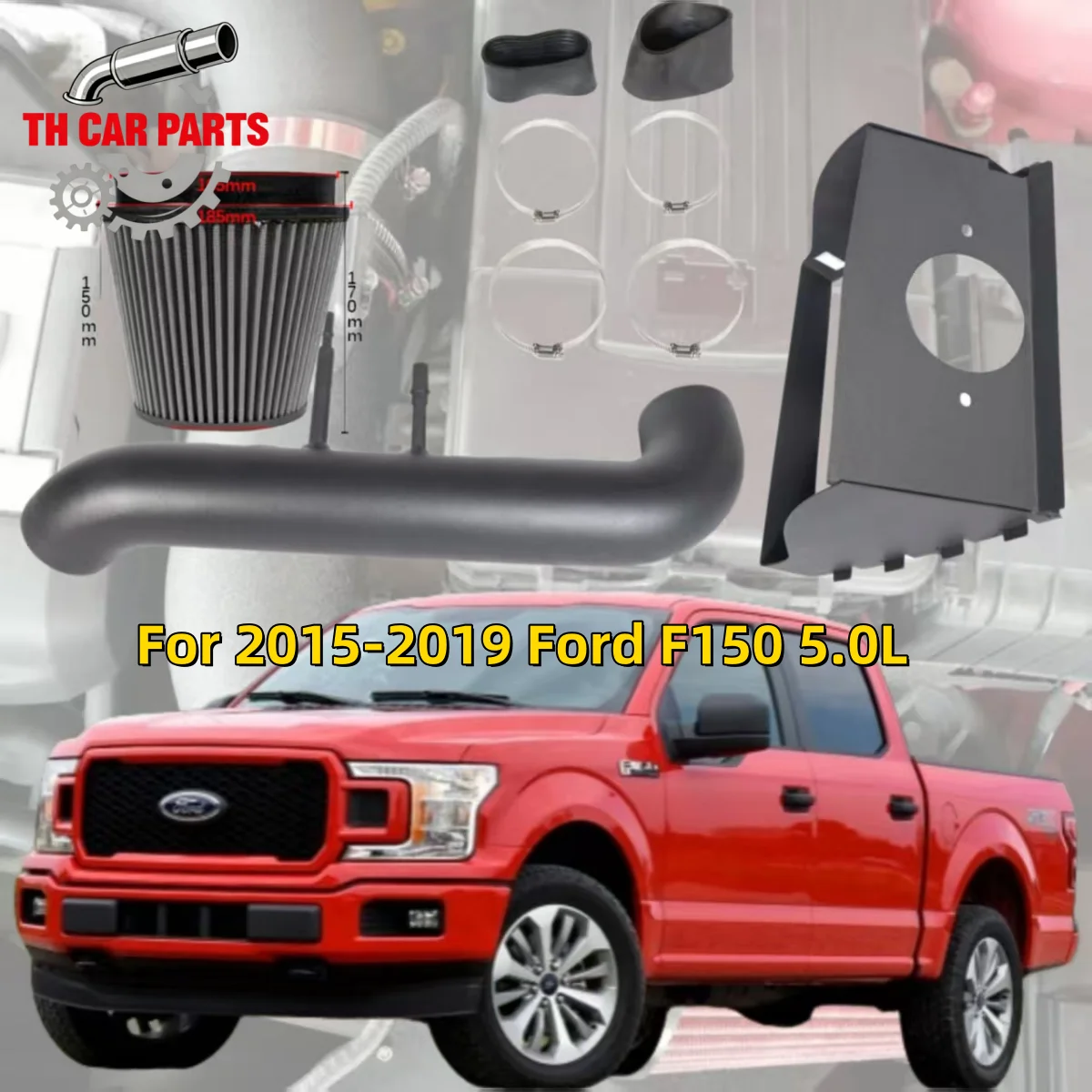 Filtro de Aire de Alto Rendimiento, Tubo de Admisión, Potenciador de Flujo de Aire para Ford F150 5.0L 2015-2019, Kit de Sistema de Admisión de Aire Frío