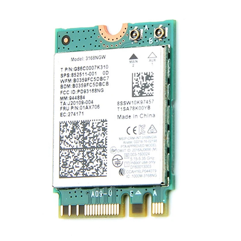600Mbps Bluetooth 4.2 For  3168 Wireless Network Card Wifi Receiver 3168NGW NGFF M.2 802.11ac Wi-fi