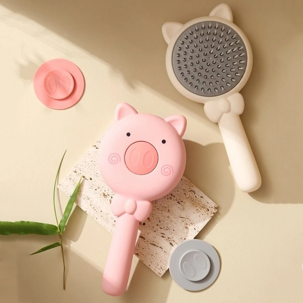 

Cartoon Pig Air Cushion Hair Comb Retractable Automatic Cleanup Massage Hair Brush Not Knotted Cute Scalp Massage Comb