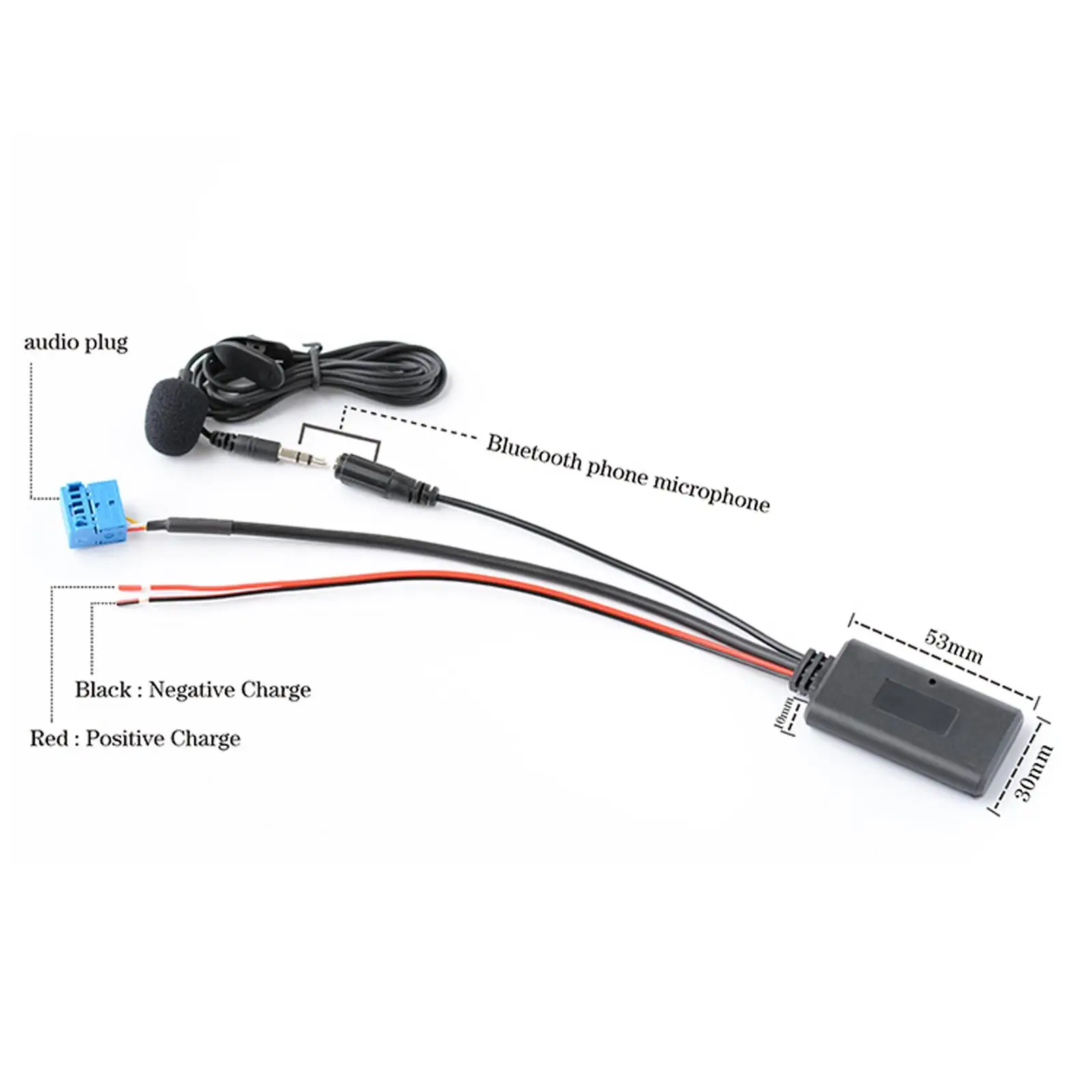 Car Bluetooth Audio Cable Adapter Mic Plastic Black Fits for Mercedes-Benz W203 W221 R230 W209 W164 W169 W245 CD20 30/50