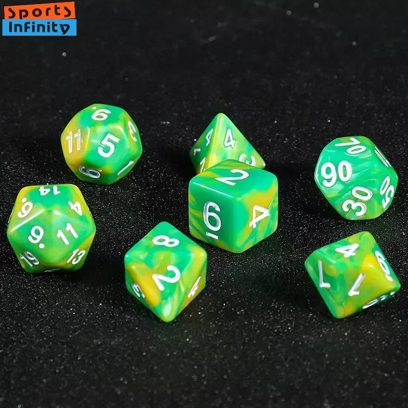 7 Pcs of Colorful Polyhedral Dice D20 D12 D10 D8 D6 D4 for COC RPG Board Game Running Group Acrylic Number Dice Kit Dnd Dice Set