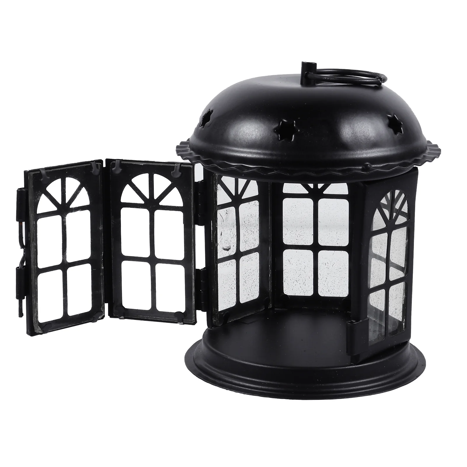 1 قطعة شكل القلعة حامل الحديد حامل مصباح الشاي النمط الأوروبي الزجاج الشمعدان ديكور سطح المكتب زخرفة #6