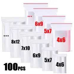 100Pcs Thicken Mini Zipper Bag Clear Plastic Hermetic Storage Bag for Small Jewelry Food Packing Reclosable Ziplock Sealing Bags