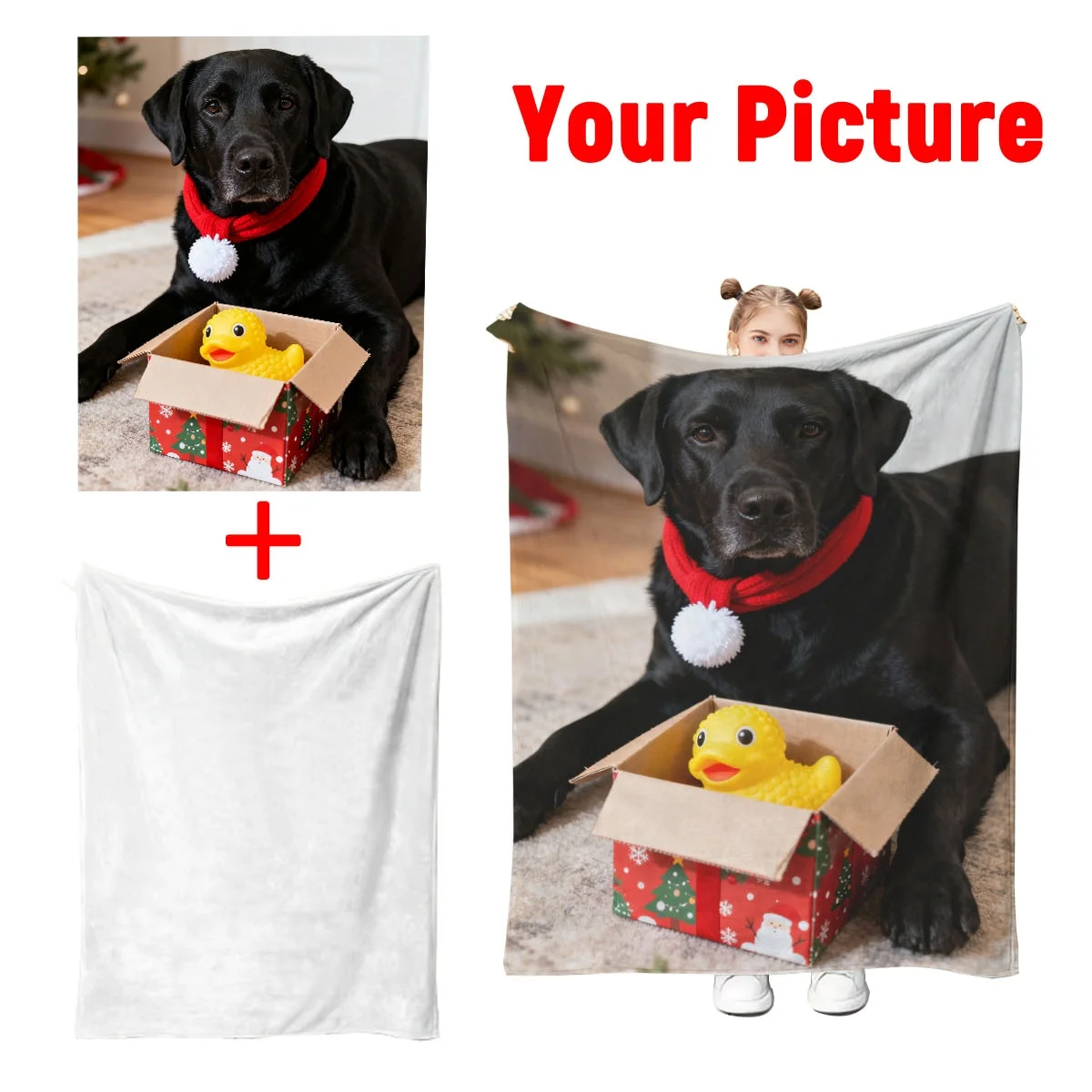 1 Custom Christmas Pet Cat and Dog Flannel Blanket - High-Definition Printed, Non-Fading, Lightweight, Warm, Skin-Friendly, Machine Washable, Suitable for Living Room Sofas, Bedroom Beds, Christmas Family Gathering Blankets - 100% Premium Polyester - Perfect as a Warm Christmas Gift for Family Members