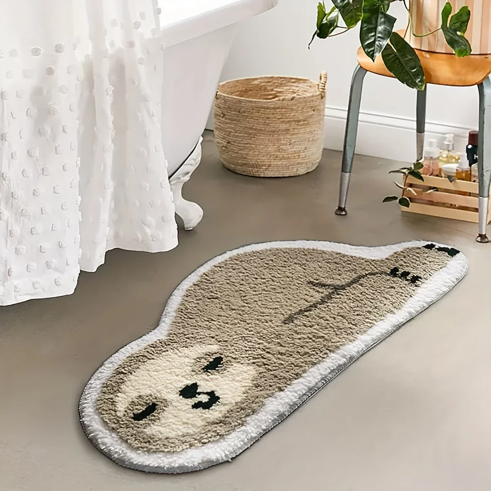 VIKAMA Niedliche Tier-Badezimmer-Bodenmatte, Kinderzimmer-Teppich, niedliche Fußmatte, Teppich für Schlafzimmer, Nachttisch, Decke, Heimdekoration
