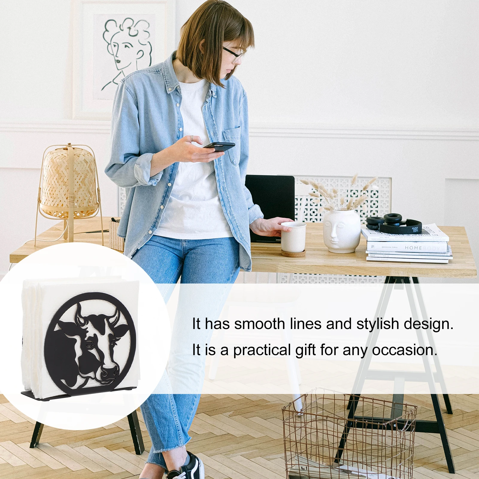 1 قطعة حامل الأنسجة الأنيقة رف الورق الحديد التصميم الحديث سطح المكتب زخرفة هدية مفيدة لأي مناسبة حامل مناديل #1