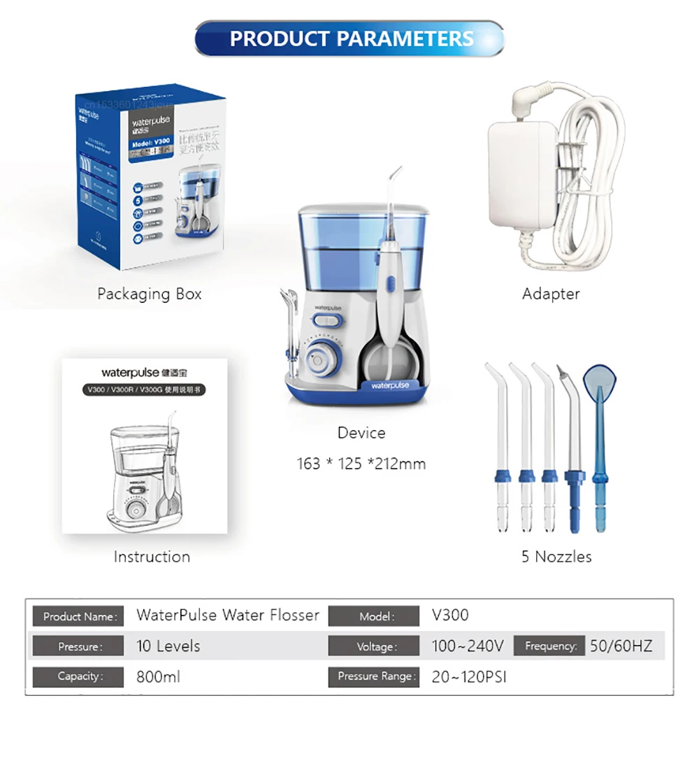 Munddusche Dental Wasser Flosser für Zähne Hochdruck Elektrische Dental Irrigator Wasser Flosser Mund Waschmaschine 800ML – Detail 11