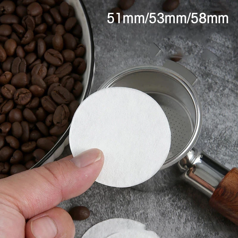 100PCS 51/53/58MM Coffee Filter Paper for Italian Espresso Portafilter Compatible with Delonghi Breville Cafe Accessories