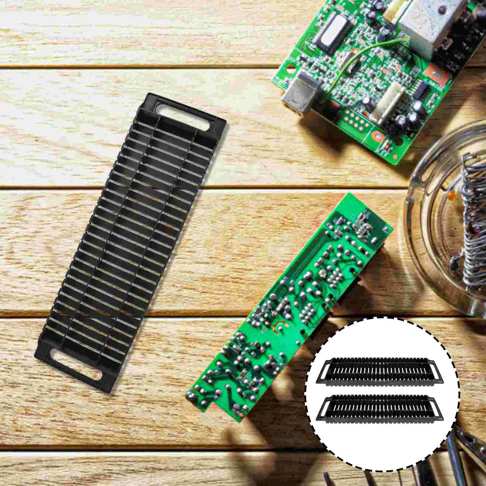 2 Pcs Cassette Tape Rack for Anti-static Dual-ear Bar Bracket Panel Pcb Black Work