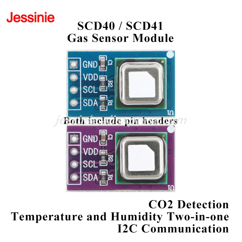 2pcs/1pc SCD40 SCD41 Gas Sensor Module Detects CO2 Carbon Dioxide Temperature and Humidity Two-in-one with I2C II2 Communication