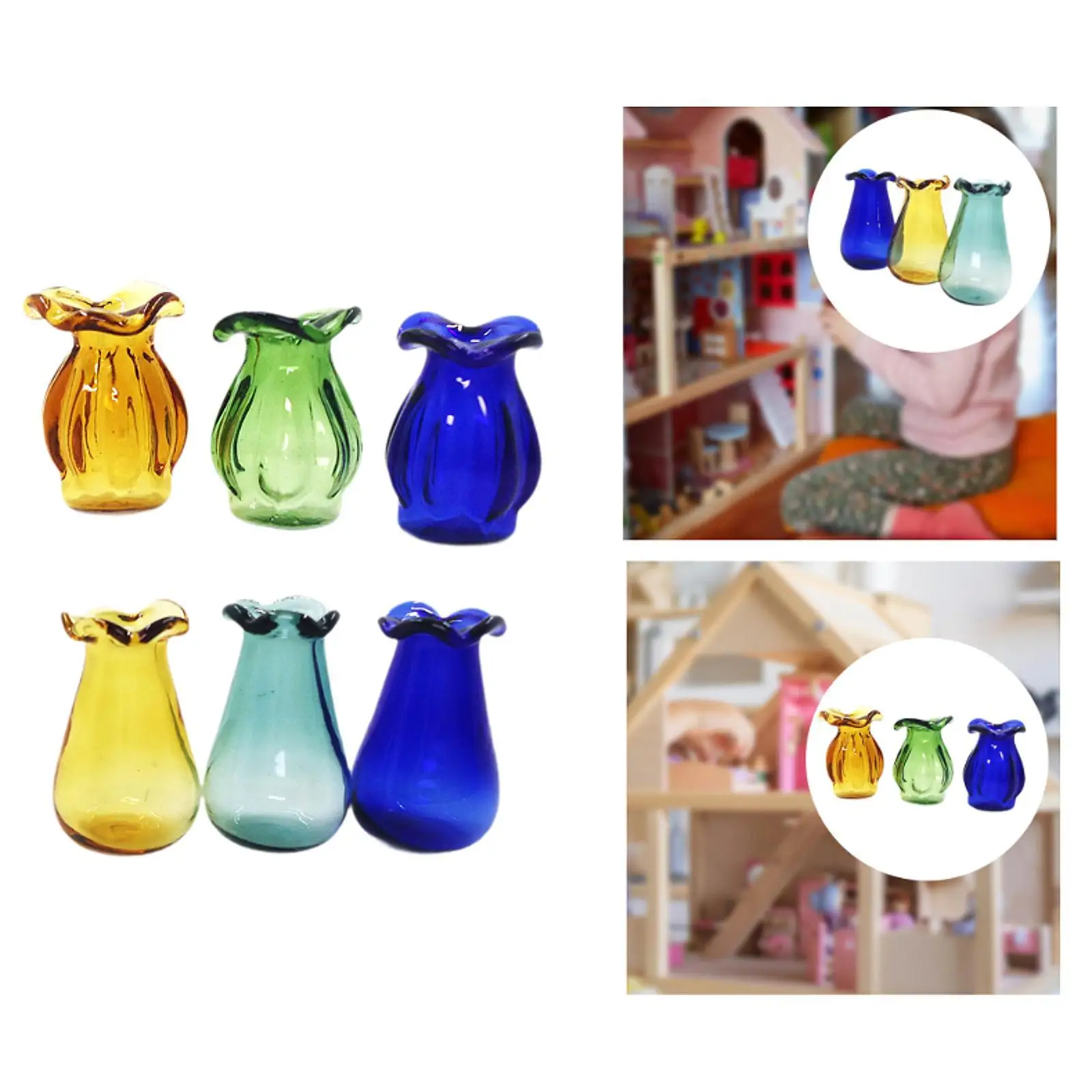 3 sztuki 1/12 wazonów do domku dla lalek, meble do domku dla lalek, ozdoby, dekoracja domu