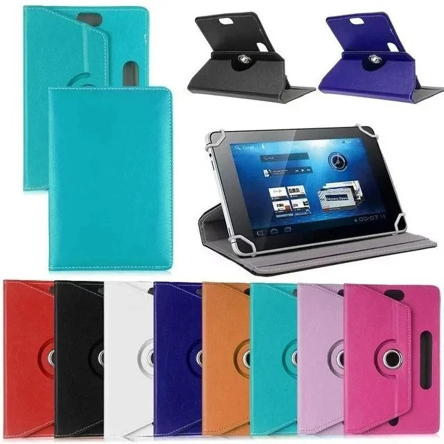 Tablet Case ° Rotatable Leather with Four   7/8/9/10-inch Tablet Case with Stand Accessories hot sale