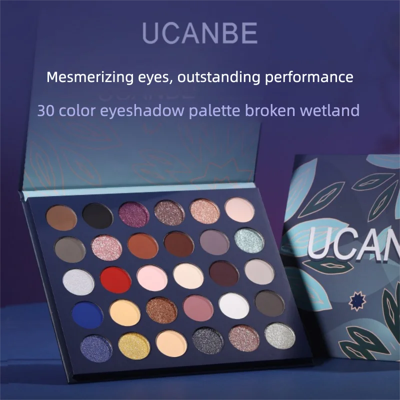 Ucanbe 30-Color Eyeshadow Palette Multi-Color Makeup Smoky Earthy Pearlescent Black Red Metallic Broken Wetland
