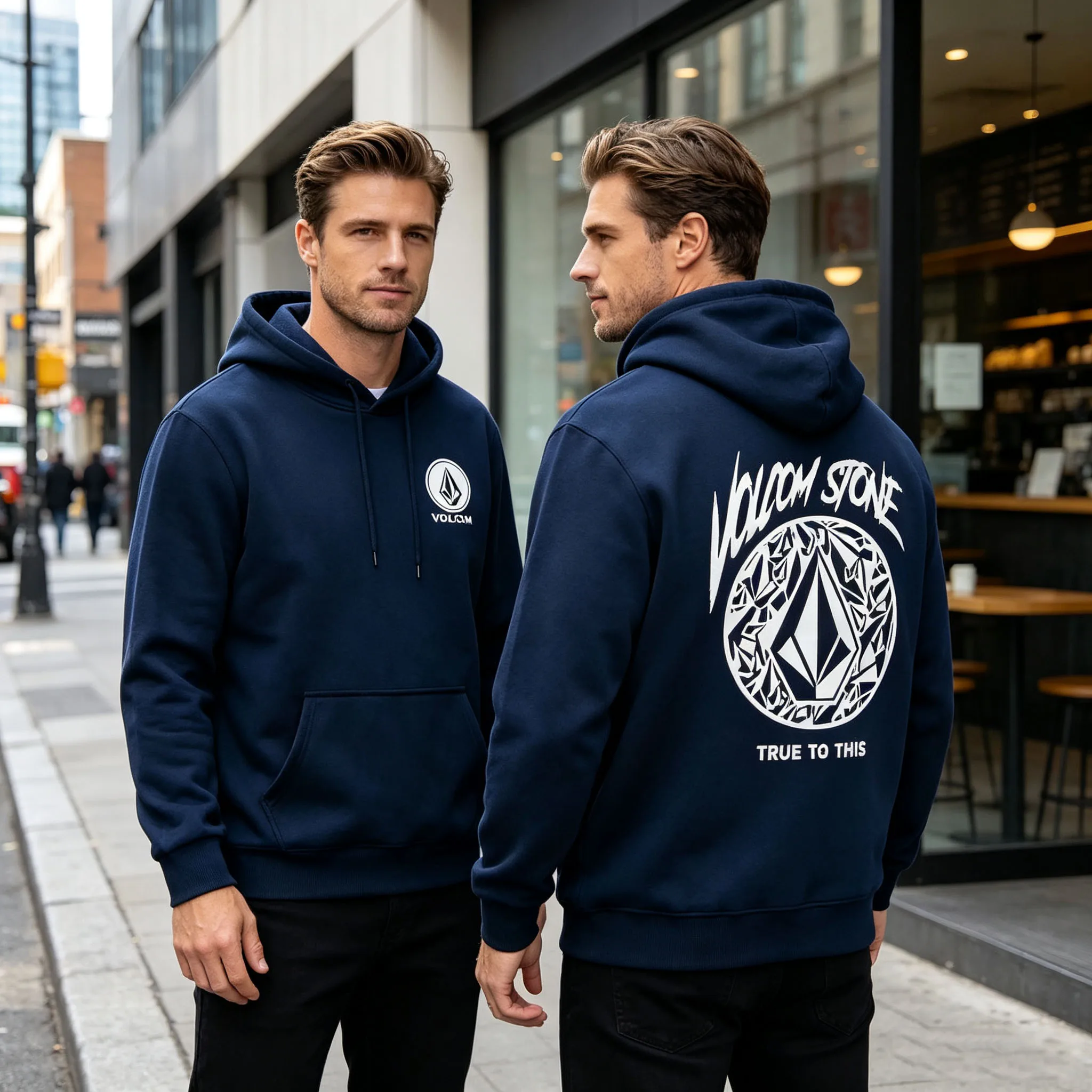 Men's Volcom Stone Hoodie Casual Loose Fleece Hooded Sweatshirt Streetwear Hip Hop Pullover Hoody Daily Wear Outerwear For Men