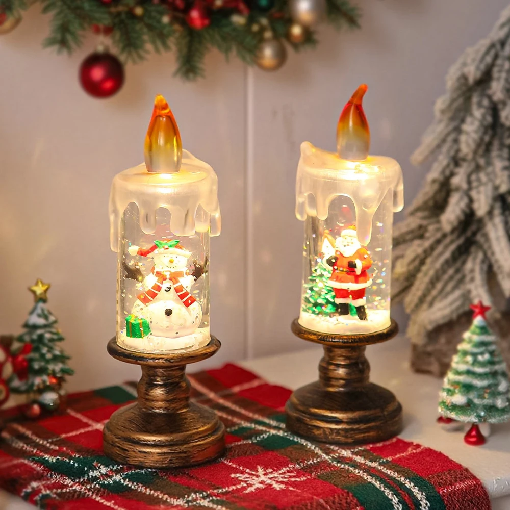 

Беспламенные свечи с подсветкой на батарейках, Рождественский снежный шар, свеча, вращающаяся вода, блестящие вращающиеся свечи для домашнего декора