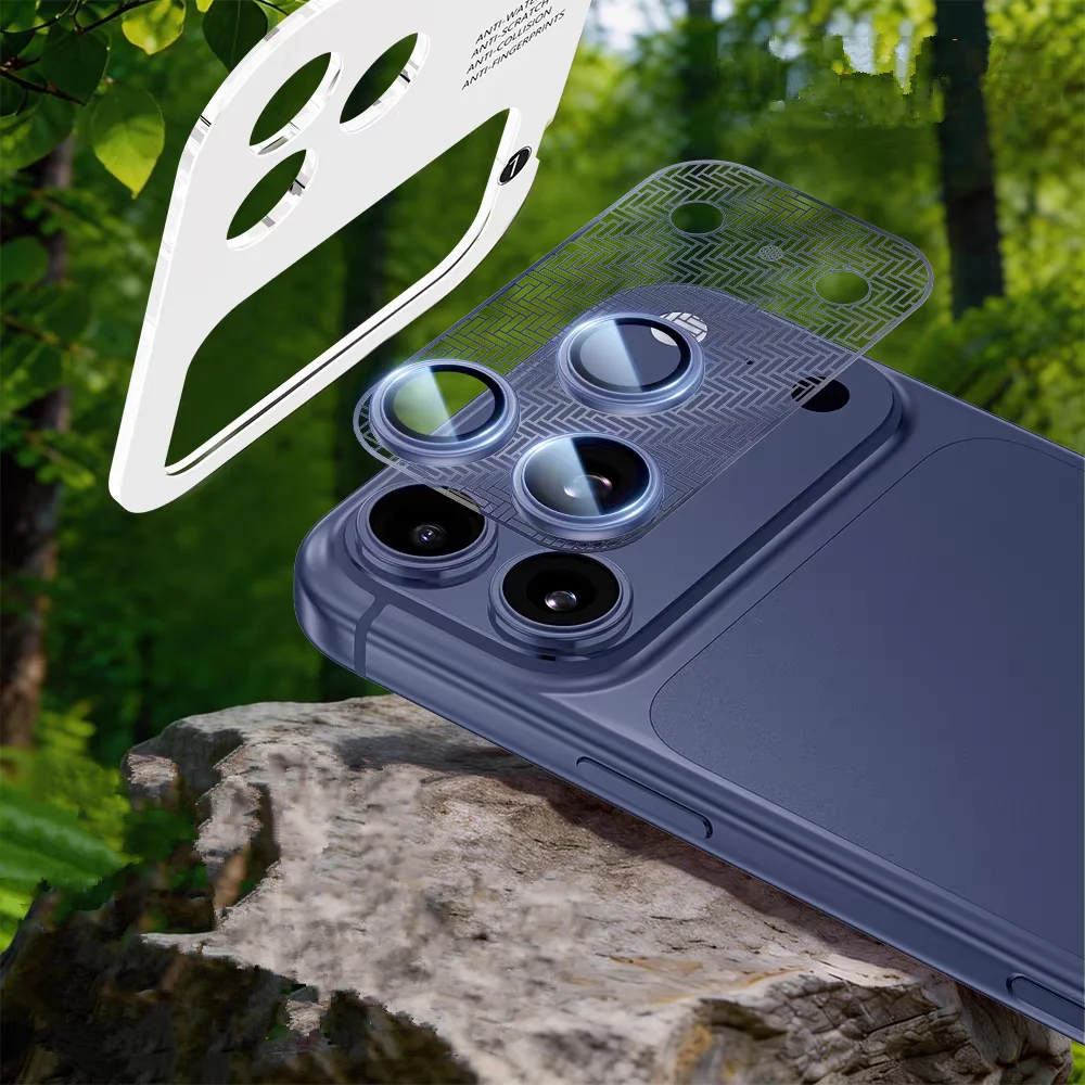 

Наклейка-накладка на камеру из металла с текстурой карбона для iPhone 17 Pro Max 17Pro, защитное кольцо из алюминиевого сплава с защитной пленкой из стекла 9H для объектива