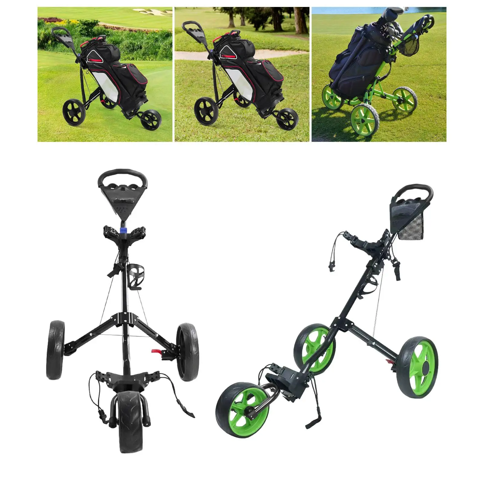 Golf Walking Pull Cart Caddy Cart Hand Brake Folding Push Pull Golf Cart