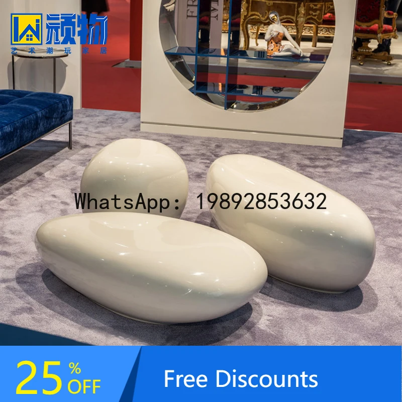Pebble Leisure Seat Outdoor Fiberglass Stone Stool Creative Display Combination
