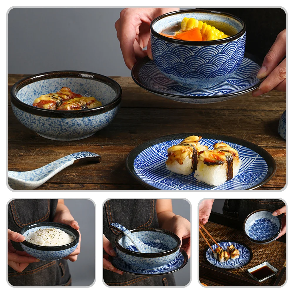 

Colored Pattern Ceramic Bowl 10.5inch Food Serving Bowl for Ramen Fruit Soup Cereal Japanese Rice Noodle Microwave Safe Kitchen