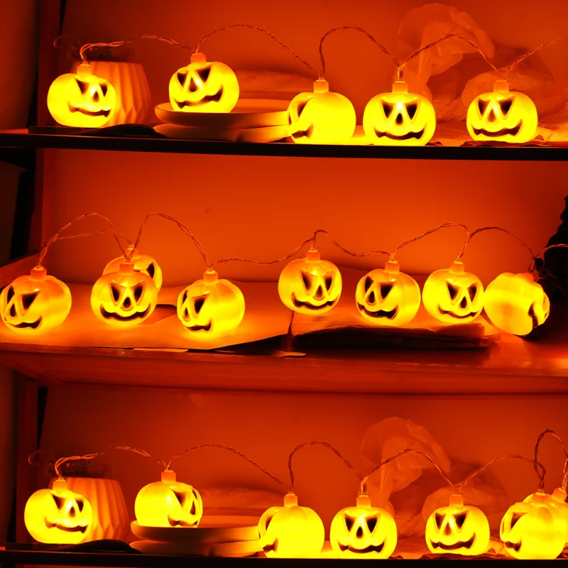 Halloween LED String Light Lâmpadas de abóbora Cena ao ar livre, Layout Props, Festa de jardim, Suprimentos decorativos, 10 cabeças, 20 cabeças