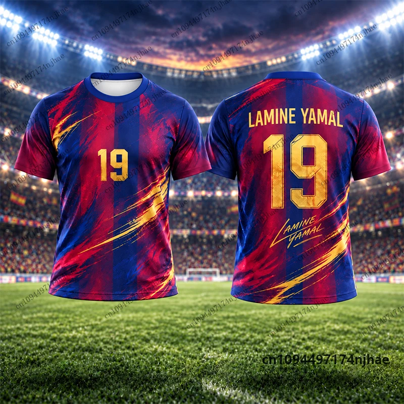 2026 Kinder-Trainingsanzug Fußballtrikot Yamal # 19 Bedruckte T-Shirt- und Shorts-Sets, Spanien-Fananzug, Sport-Outfit für Kinder/Erwachsene, 2-teiliges Outfit – Detail 9