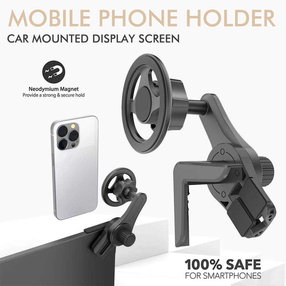 New Car Mounted Display Screen Magnetic Mobile Phone Holder 360 Degree Rotation Foldable Mount Usded for Car Electric Vehicle
