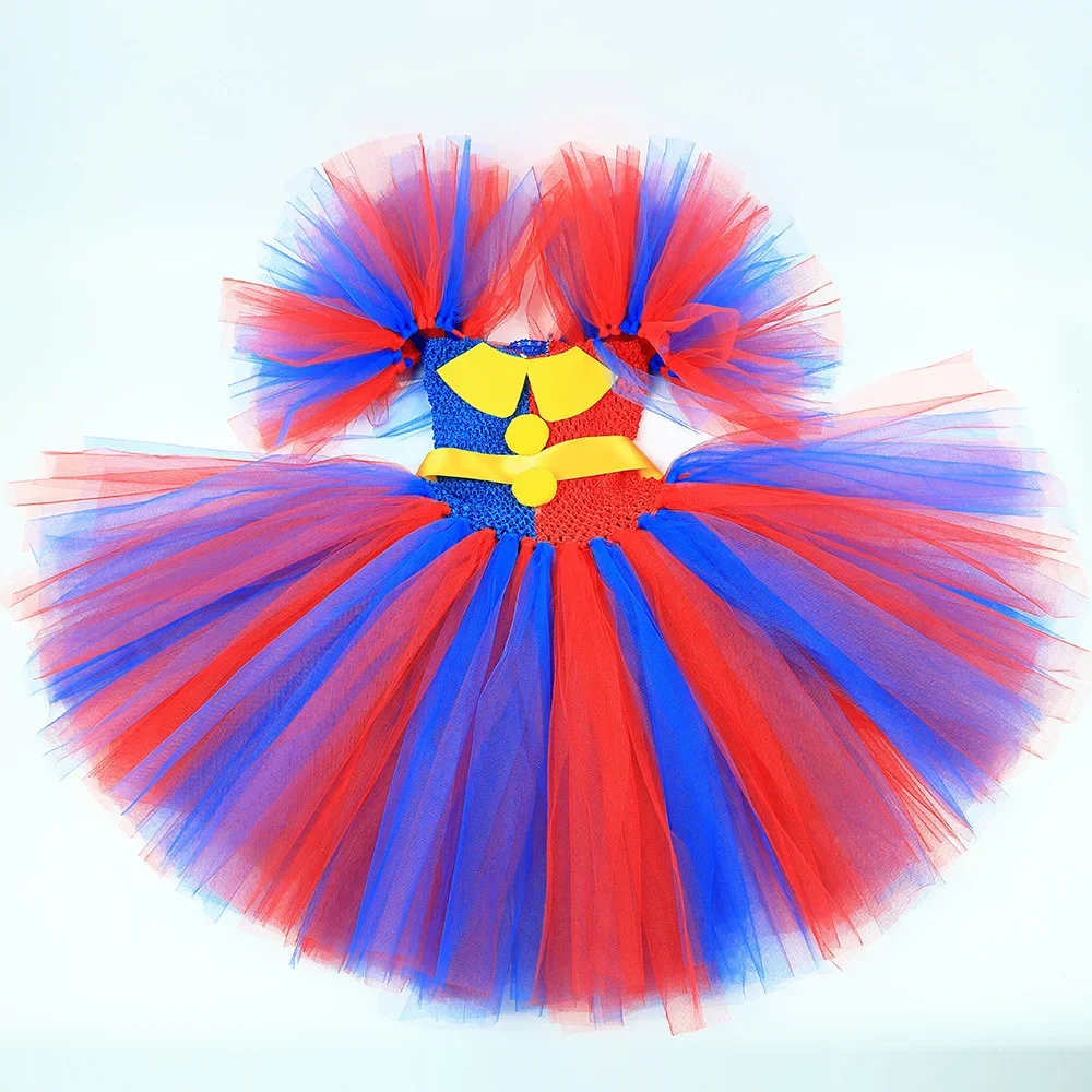 Blauwe Rode Clown Circus Pomni Kostuums Voor Meisje Kids Tutu Jurk Kleding Halloween Clown Kostuums Meisje Fancy Party Prinses Jurken