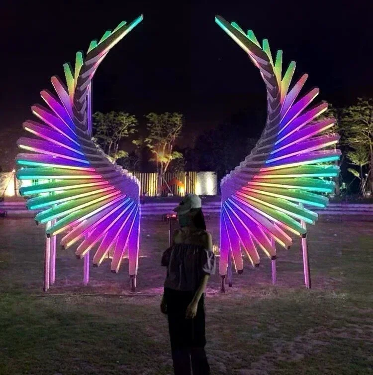 New Design Of Large luminous Wing Sculpture Can Be Customized outdoor Holiday Christmas Decorations light