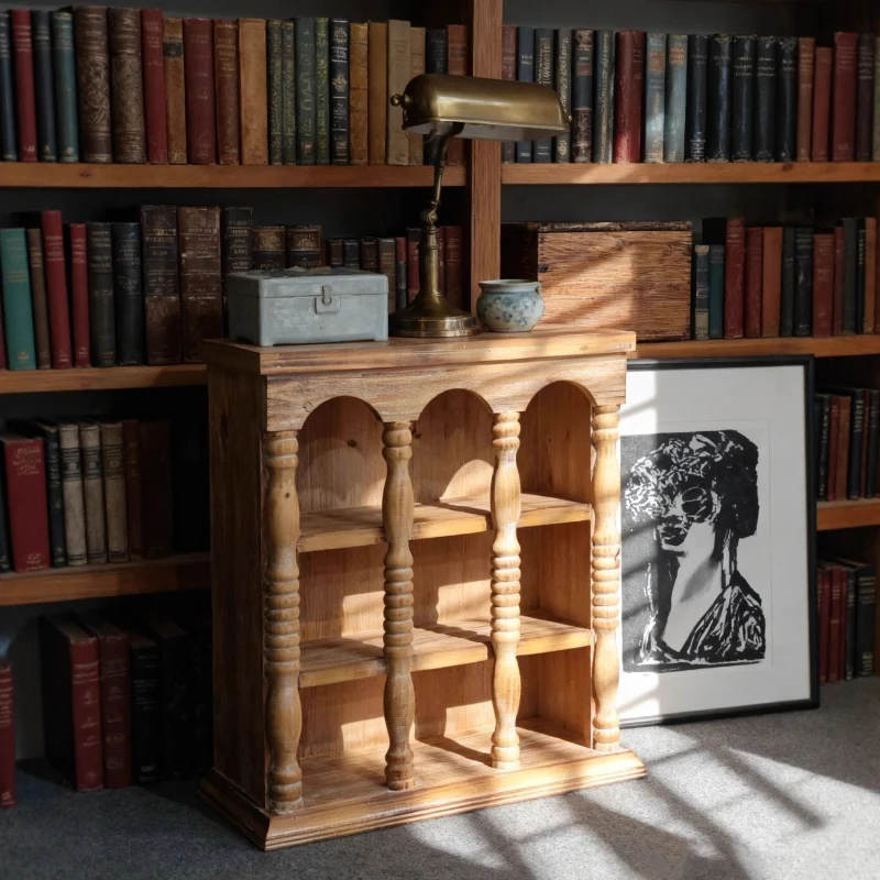 

‌Vintage Wooden Cup Display Shelf Kitchen Mug Organizer Multifunctional Grid Desktop Storage Rustic Home Decor Storage Holders